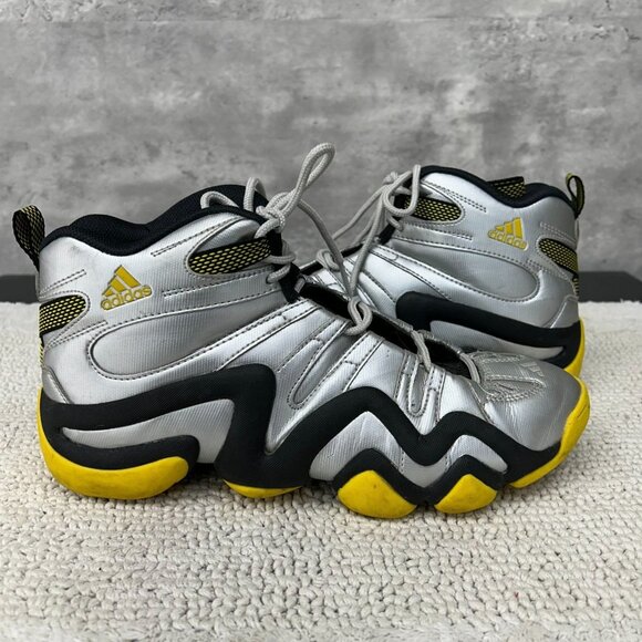 Vintage Adidas Crazy 8 Shoes Mens 10 Kobe Metallic Silver Yellow Basketball Rap